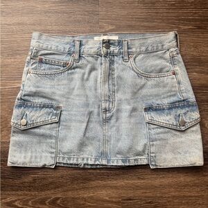 Denim Mini Skirt with Pockets - 27